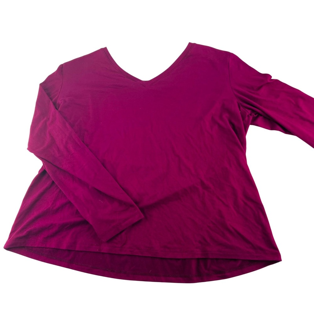 Anybody Womens V-Neck Long Sleeve Top‎ Magenta Medium Polyester & Elastane